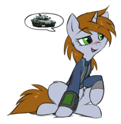 Size: 676x694 | Tagged: safe, artist:hioshiru, edit, oc, oc only, oc:littlepip, pony, unicorn, fallout equestria, blushing, cheek fluff, clothes, cute, fanfic, fanfic art, female, flirting, fluffy, hooves, horn, jumpsuit, littlepip's suggestions, mare, meme, open mouth, pictogram, pipbuck, simple background, solo, t-90, tank (vehicle), vault suit, white background