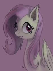 Size: 590x783 | Tagged: safe, artist:ehfa, fluttershy, bat pony, pony, g4, female, flutterbat, race swap, solo