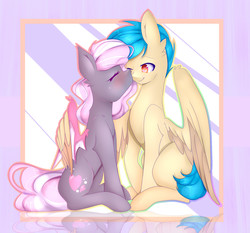 Size: 1894x1768 | Tagged: safe, artist:clefficia, oc, oc only, pony, duo, kissing, oc x oc, shipping