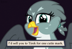 Size: 1500x1028 | Tagged: safe, artist:icaron, gabby, griffon, g4, my little pony: friendship is magic, the fault in our cutie marks, caption, cute, guide to troubled birds, parody, reference, show accurate