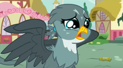 Size: 1275x709 | Tagged: safe, screencap, gabby, griffon, g4, the fault in our cutie marks, crying, discovery family logo, female, sad, solo