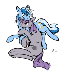 Size: 1219x1366 | Tagged: safe, artist:rwl, maud pie, minuette, pony, g4, crack shipping, cuddling, female, lesbian, mare, mauduette, shipping, snuggling