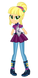 Size: 1800x3700 | Tagged: safe, artist:mixiepie, applejack, equestria girls, g4, my little pony equestria girls: friendship games, alternate universe, archery, arm behind back, clothes, clothes swap, crystal prep academy, crystal prep shadowbolts, female, flash puppet, freckles, hands behind back, simple background, solo, transparent background