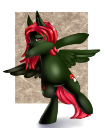 Size: 2971x3649 | Tagged: safe, artist:theneithervoid, oc, oc only, oc:maya heartstrings, pegasus, pony, commission, cutie mark, dab, dancing, dreadlocks, high res, smiling, solo, wings, ych result