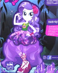 Size: 1188x1500 | Tagged: safe, rarity, equestria girls, g4, my little pony equestria girls: legend of everfree, box art, clothes, crystal gala, crystal gala dress, female, high heels, platform shoes, promotional art, solo