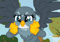 Size: 725x505 | Tagged: safe, screencap, gabby, griffon, g4, the fault in our cutie marks, animated, cute, female, gabbybetes, gif, mailbag, shaking, solo