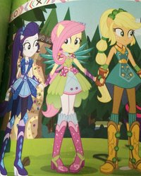 Size: 1024x1280 | Tagged: safe, applejack, fluttershy, pinkie pie, rarity, sci-twi, twilight sparkle, equestria girls, g4, my little pony equestria girls: legend of everfree, boots, crystal guardian, crystal wings, geode of fauna, geode of shielding, geode of super strength, high heel boots, holding hands, jewelry, legend of everfree – save our camp, looking at each other, magic, magical geodes, orchard books, ponied up, ponytail, sparkles, wings