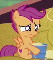 Size: 259x291 | Tagged: safe, screencap, scootaloo, g4, the fault in our cutie marks, cropped, cutie mark, sand, the cmc's cutie marks