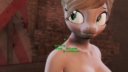 Size: 1280x720 | Tagged: artist needed, safe, oc, oc only, anthro, 3d, fallout 4, freckles, mod