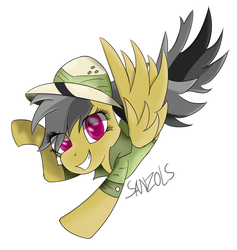 Size: 2923x3079 | Tagged: safe, artist:sanzols, daring do, g4, female, flying, hat, high res, solo