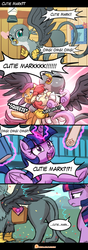 Size: 755x2139 | Tagged: safe, artist:lumineko, apple bloom, gabby, scootaloo, sweetie belle, twilight sparkle, alicorn, griffon, pony, g4, the fault in our cutie marks, butt, comic, cutie mark crusaders, disappointed, holding a pony, patreon, patreon logo, plot, twilight sparkle (alicorn)