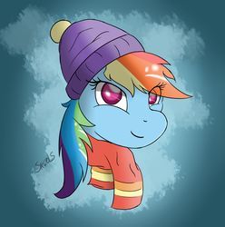 Size: 2095x2110 | Tagged: safe, artist:sanzols, rainbow dash, pegasus, pony, g4, bust, high res, solo