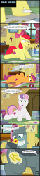 Size: 2279x10019 | Tagged: safe, artist:toxic-mario, apple bloom, gabby, scootaloo, sweetie belle, griffon, g4, the fault in our cutie marks, bits, comic, cutie mark, cutie mark crusaders, that was fast, the cmc's cutie marks