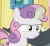 Size: 548x499 | Tagged: safe, screencap, sweetie belle, g4, the fault in our cutie marks, animated, cropped, cutie mark, evil, evil eyes, evil smile, female, gif, glowing horn, green magic, horn, loop, magic, magic aura, sweetie belle's magic brings a great big smile, the cmc's cutie marks