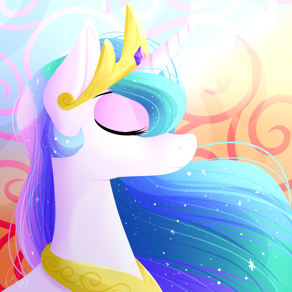 Safe Artist Kary Draws Princess Celestia Alicorn Pony Bust Eyes Closed Female