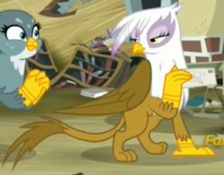 Size: 582x455 | Tagged: safe, screencap, gabby, gilda, griffon, g4, the fault in our cutie marks, cropped, lidded eyes