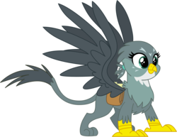 Size: 2119x1638 | Tagged: safe, artist:sonofaskywalker, gabby, griffon, g4, the fault in our cutie marks, cute, female, gabbybetes, mailbag, simple background, solo, transparent background, vector
