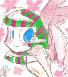 Size: 992x1133 | Tagged: safe, artist:ayeletshemtov, blossomforth, thunderlane, human, g4, blushing, cute, embarrassed, flapping, happy, heart, humanized, male, ship:blossomlane, shipping, straight, winged humanization, wings