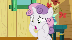 Size: 634x353 | Tagged: safe, screencap, sweetie belle, pony, g4, the fault in our cutie marks, animated, cute, cutie mark, diasweetes, discovery family logo, female, gif, loop, the cmc's cutie marks