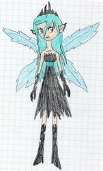 Size: 1268x2096 | Tagged: safe, artist:pokeneo1234, queen chrysalis, human, g4, female, humanized, solo, traditional art, winged humanization