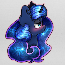 Size: 1280x1280 | Tagged: safe, artist:kimberleynyanangel, princess luna, g4, blushing, female, simple background, solo