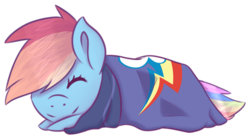 Size: 744x414 | Tagged: safe, artist:kittenburger3, rainbow dash, g4, blanket, cute, dashabetes, eyes closed, female, simple background, solo, transparent background