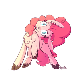 Size: 1200x1200 | Tagged: safe, artist:cheshiresdesires, pinkie pie, goat, g4, chest fluff, cloven hooves, female, floppy ears, goatified, head tilt, pinkie goat, raised hoof, solo, species swap, tongue out