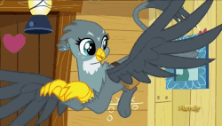 Size: 848x480 | Tagged: safe, screencap, gabby, griffon, g4, the fault in our cutie marks, animated, cute, female, flying, gabbybetes, gif, happy, smiling, solo