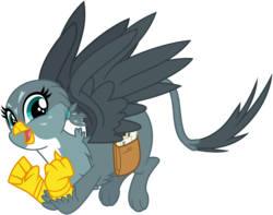 Size: 3800x3000 | Tagged: safe, artist:cheezedoodle96, gabby, griffon, g4, the fault in our cutie marks, .svg available, cute, female, flying, gabbybetes, happy, high res, looking at you, open mouth, saddle bag, simple background, smiling, solo, spread wings, svg, transparent background, vector