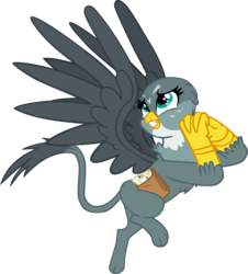 Size: 4345x4804 | Tagged: safe, artist:theevafreak, gabby, griffon, g4, the fault in our cutie marks, absurd resolution, female, inkscape, mailbag, scene interpretation, simple background, solo, transparent background, vector