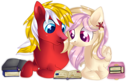 Size: 2000x1279 | Tagged: safe, artist:sugguk, oc, oc only, earth pony, pegasus, pony, book, reading