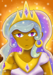 Size: 2480x3508 | Tagged: safe, artist:wendy-the-creeper, princess celestia, human, g4, dark skin, female, humanized, solo