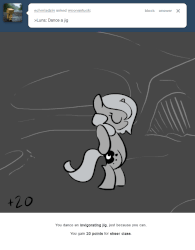 Size: 666x855 | Tagged: safe, artist:egophiliac, princess luna, moonstuck, g4, animated, bipedal, dancing, female, filly, gif, monochrome, peanuts, solo, woona, younger