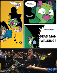 Size: 775x1000 | Tagged: safe, cheerilee, cloverleaf, g4, spoiler:comic, spoiler:comic29, american badass undertaker, bikertaker, surprise entrance meme, the undertaker, wwe