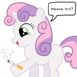 Size: 850x850 | Tagged: safe, artist:ehfkdl569, sweetie belle, g4, cigarette, female, solo