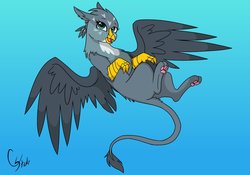Size: 1024x715 | Tagged: safe, artist:colourstrike, gabby, griffon, g4, the fault in our cutie marks, eared griffon, female, paw pads, simple background, solo, spread wings