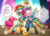 Size: 2000x1420 | Tagged: safe, artist:vavacung, discord, pinkie pie, rainbow dash, earth pony, pegasus, pony, dungeons and discords, g4, my little pony: friendship is magic, season 6, bard pie, blushing, bubble berry, dungeons and dragons, engrish, female to male, male, ogres and oubliettes, rainbow blitz, rainbow rogue, rule 63, stallion, transformation, transgender transformation