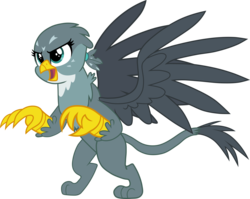 Size: 4292x3412 | Tagged: safe, artist:outlawquadrant, gabby, griffon, g4, the fault in our cutie marks, bipedal, female, high res, open mouth, simple background, solo, transparent background, vector
