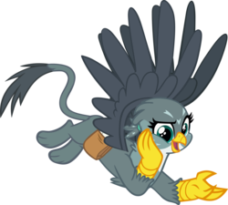 Size: 6219x5589 | Tagged: safe, artist:theevafreak, gabby, griffon, g4, the fault in our cutie marks, absurd resolution, female, inkscape, mailbag, scene interpretation, simple background, solo, that was fast, transparent background, vector