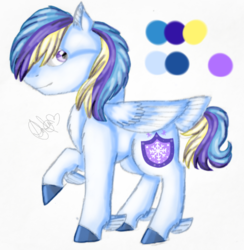 Size: 1227x1259 | Tagged: safe, artist:sweetheart-arts, oc, oc only, oc:valiant shield, offspring, parent:princess cadance, parent:shining armor, parents:shiningcadance, reference sheet, solo