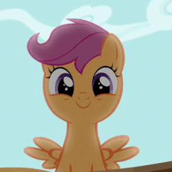 Size: 476x476 | Tagged: safe, screencap, scootaloo, pegasus, pony, g4, the fault in our cutie marks, animated, blinking, cute, cutealoo, female, gif, solo