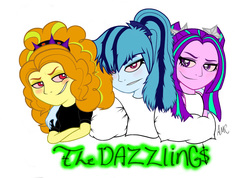 Size: 1160x826 | Tagged: safe, artist:thelionqueenatla, adagio dazzle, aria blaze, sonata dusk, equestria girls, g4, clothes, simple background, t-shirt, the dazzlings