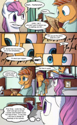 Size: 944x1535 | Tagged: safe, artist:vistamage, rainbow dash, oc, oc:featherwind, oc:redcross, comic:decadence, g4, alternate timeline, comic, crystal war timeline, hospital, nurse