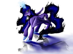 Size: 1024x759 | Tagged: safe, artist:x-memoire-x, princess luna, g4, female, magic, reflection, solo