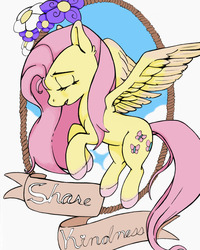 Size: 1280x1604 | Tagged: dead source, safe, artist:doodlesdoom, fluttershy, pegasus, pony, g4, banner, colored hooves, eyes closed, female, mare, old banner, solo, spread wings, wings