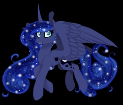 Size: 2800x2400 | Tagged: safe, artist:rachboo100, princess luna, g4, female, high res, simple background, smiling, solo, spread wings