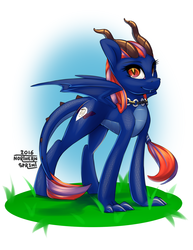 Size: 1024x1325 | Tagged: safe, artist:northernsprint, oc, oc only, oc:midnight lust, dracony, hybrid, claws, horns, solo