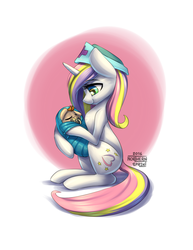 Size: 1024x1325 | Tagged: safe, artist:northernsprint, oc, oc only, oc:lilly mew, pony, baby, baby pony, cute, foal, nurse, pacifier, swaddling