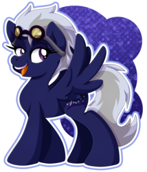 Size: 1296x1512 | Tagged: safe, artist:pearlyiridescence, oc, oc only, oc:stardust blue, pegasus, pony, goggles, not night glider, shadowbolts, wings