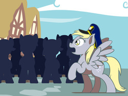 Size: 1280x960 | Tagged: safe, artist:flutterluv, derpy hooves, pegasus, pony, g4, atg 2016, hat, mailmare, mailmare hat, newbie artist training grounds, raised hoof, silhouette, solo focus